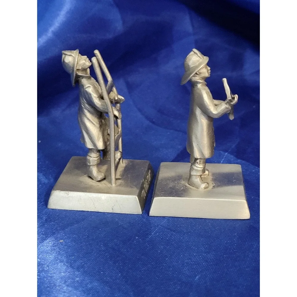 Pewter Firefighters (2) Vintage 1985 Rawcliff Pewter